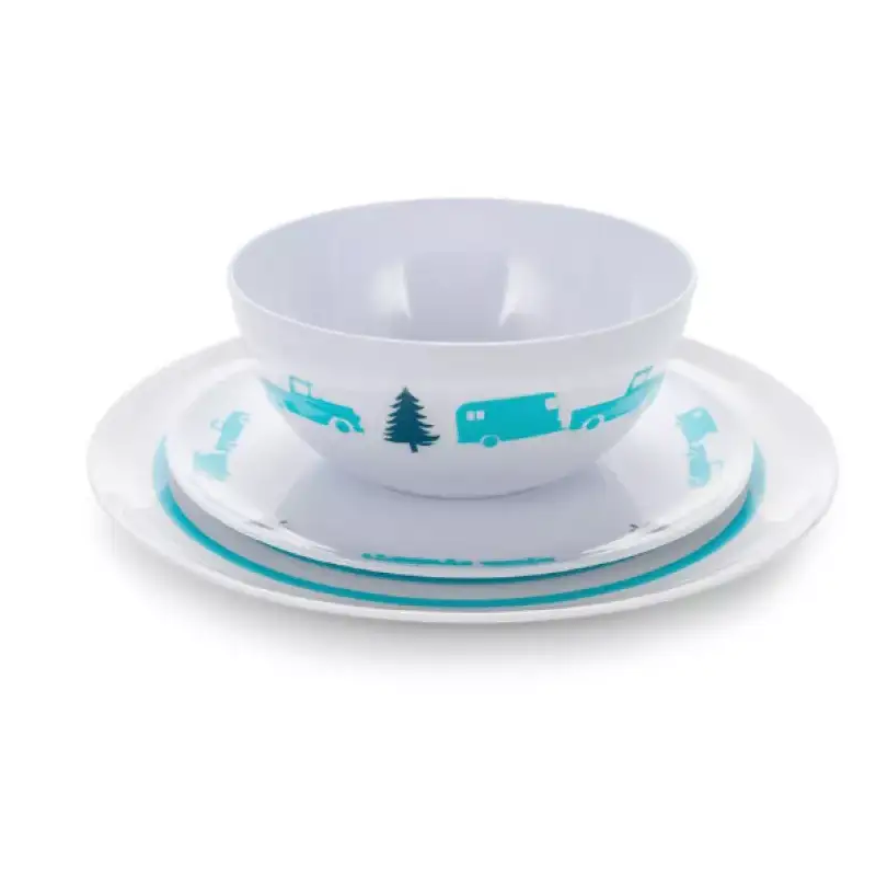 Camco 12 piece Dinner set – Trailer/tree Pattern