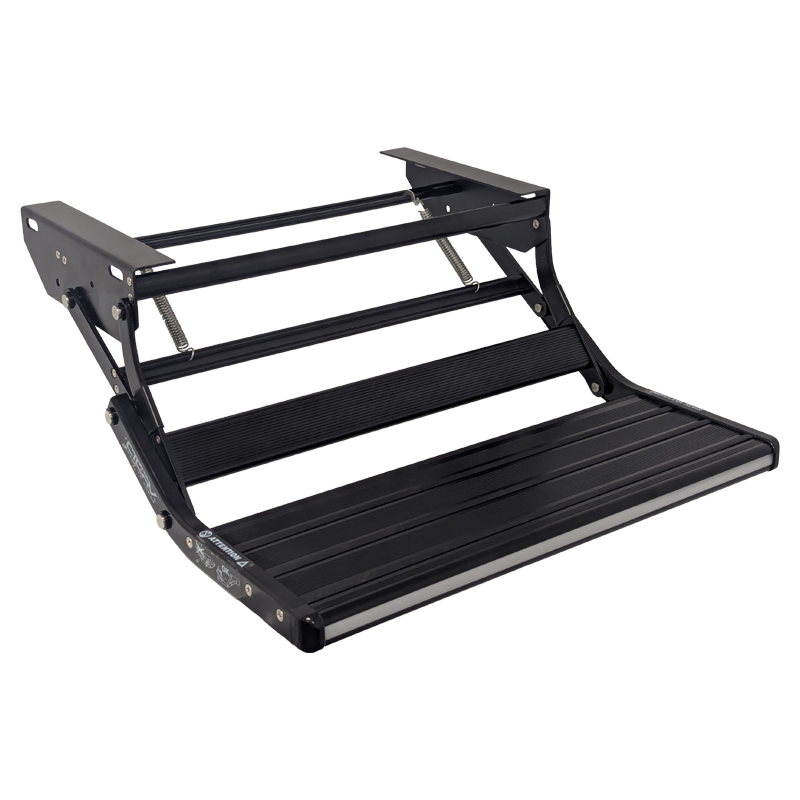 Coast Mk2 Spring Loaded BLACK Aluminium Fold Out Single Step - 588mm Wide