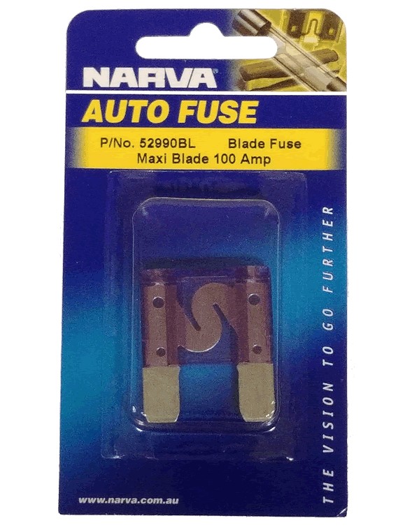 NARVA 100 Amp PURPLE MAXI-Blade Fuse - 1 Per Pack. 52990BL