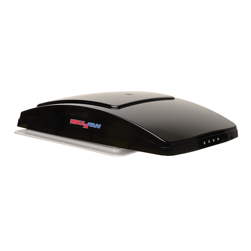 Maxxfan Deluxe - Smoke Rain Dome, T/Stat, Power Lift and Remote. 356x356mm