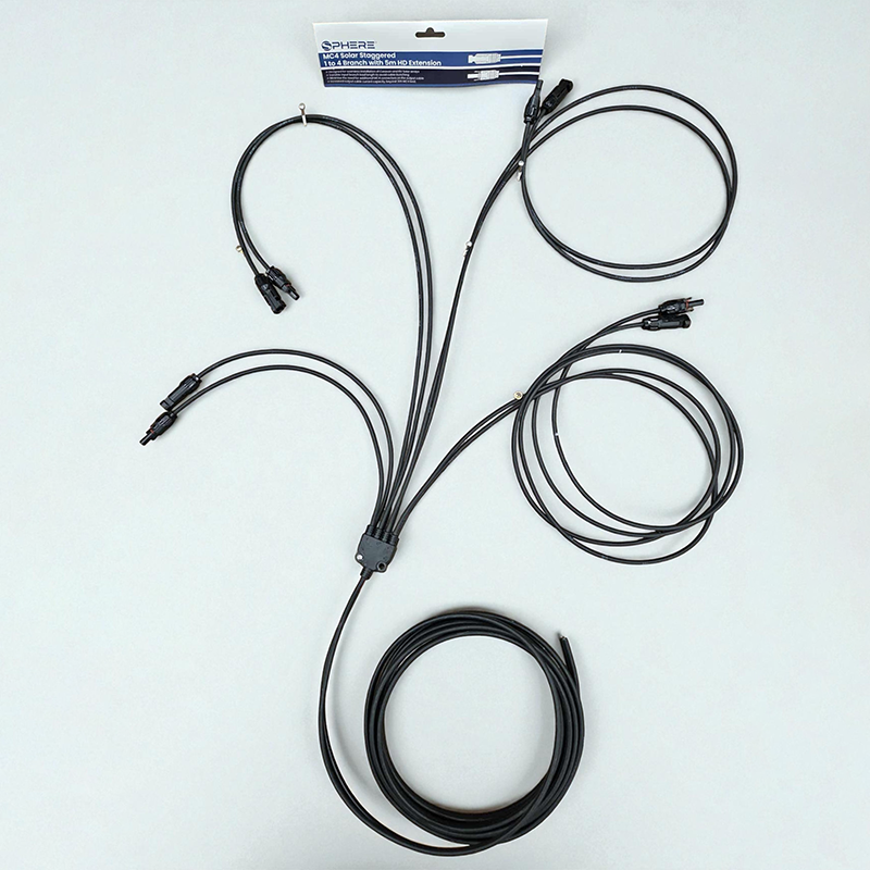 SPHERE MC4 Solar Staggered 1 to 4 Branch with 5m HD Extension